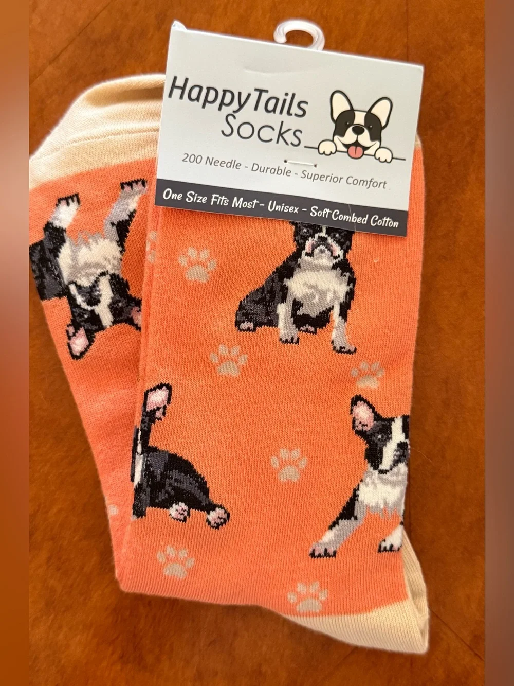 Boston Terrier Happy Tails Socks by E&S Pets NWT